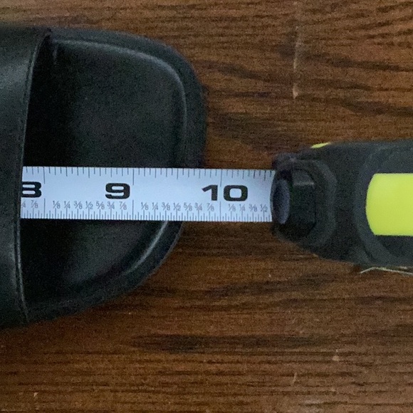 VINTAGE 90s Black Leather Block Heel Slides Sandals Made in Brazil Size 7 1/2 - Picture 8 of 8